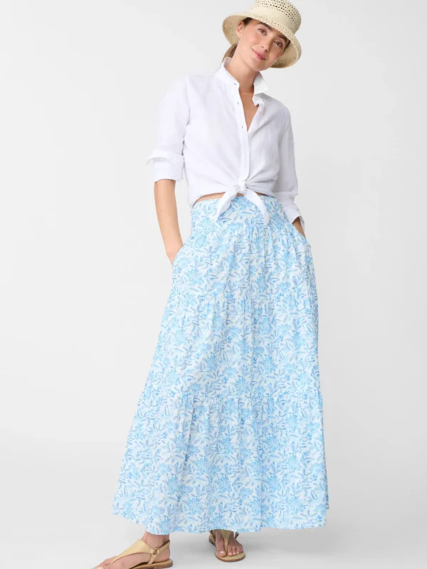 Cheap J. McLaughlin Ophelia Maxi Skirt In Mini Bloomsbury White/Blue