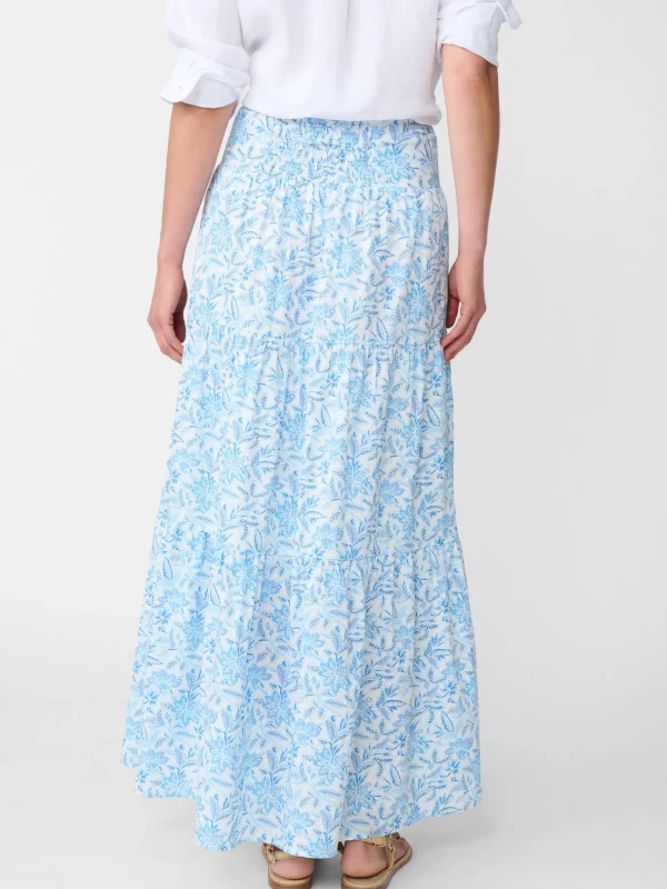 Cheap J. McLaughlin Ophelia Maxi Skirt In Mini Bloomsbury White/Blue