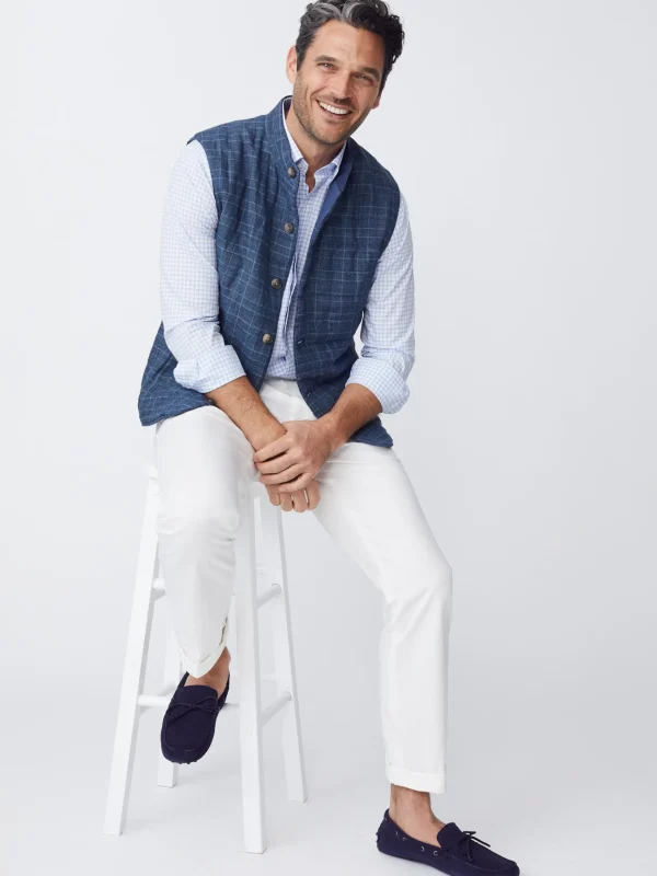 Outlet J. McLaughlin Orson Linen Vest In Glen Plaid Blue/Navy