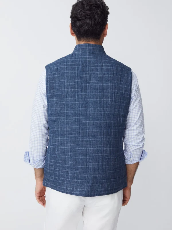 Outlet J. McLaughlin Orson Linen Vest In Glen Plaid Blue/Navy