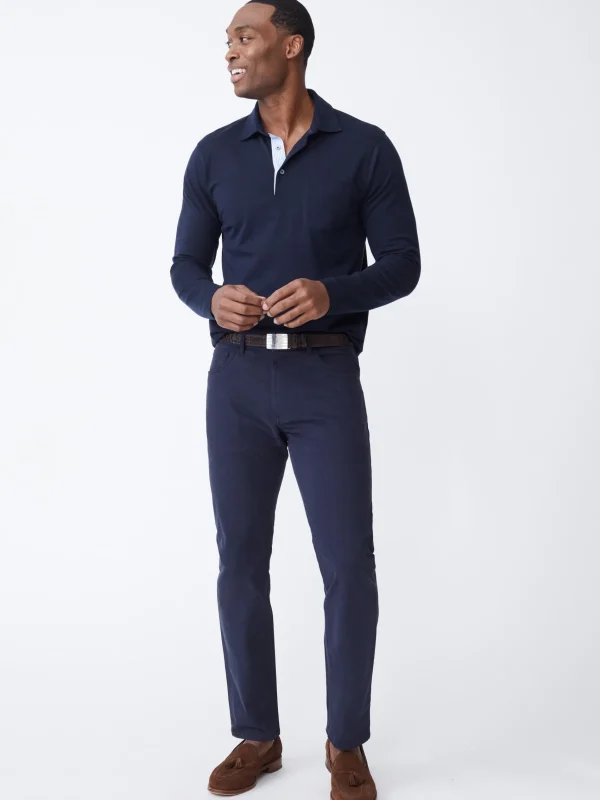 Online J. McLaughlin Parker 5-Pocket Straight Pants In Stretch Cotton Sateen Navy