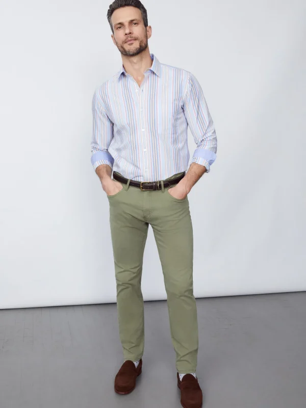 New J. McLaughlin Parker 5-Pocket Straight Pants In Stretch Cotton Sateen Olive