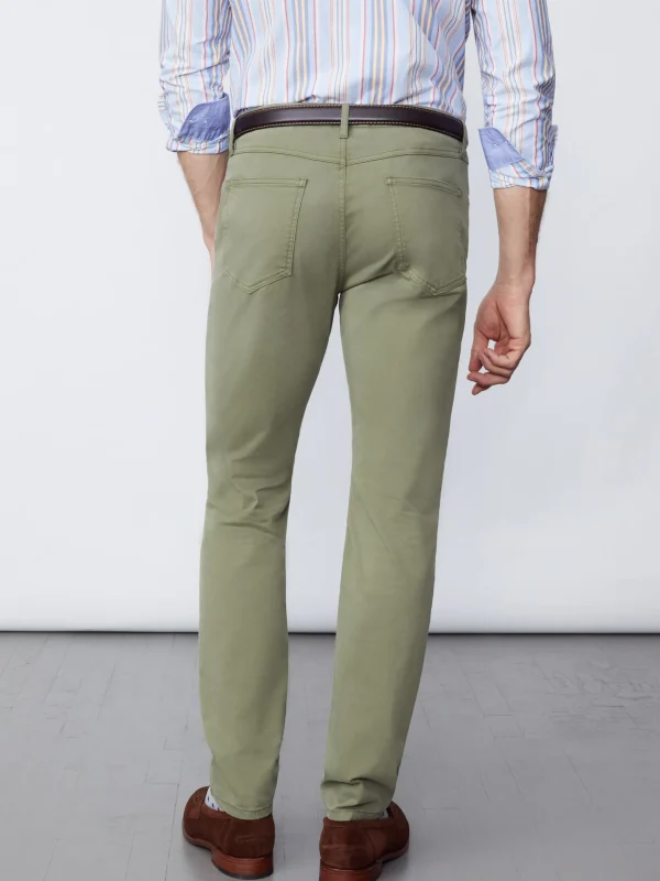 New J. McLaughlin Parker 5-Pocket Straight Pants In Stretch Cotton Sateen Olive