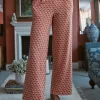 Shop J. McLaughlin Pasha Pants In Mini Fernwood Geo Coral/Brown