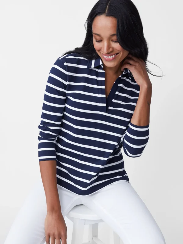 Best Sale J. McLaughlin Poe Shirt In Stripe Navy/White