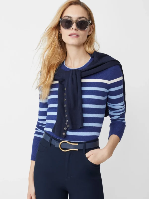 Fashion J. McLaughlin Poet Sweater In Stripe Navy/Multi