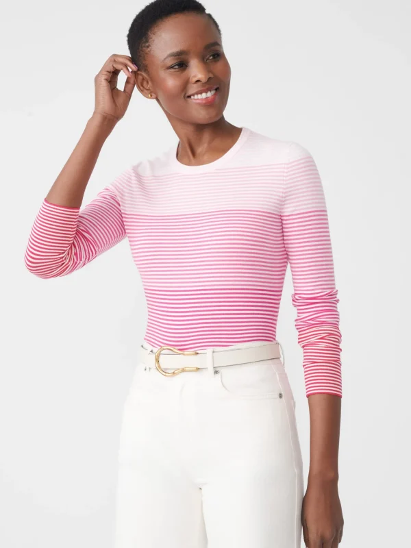 Store J. McLaughlin Poet Sweater In Stripe Pink/White