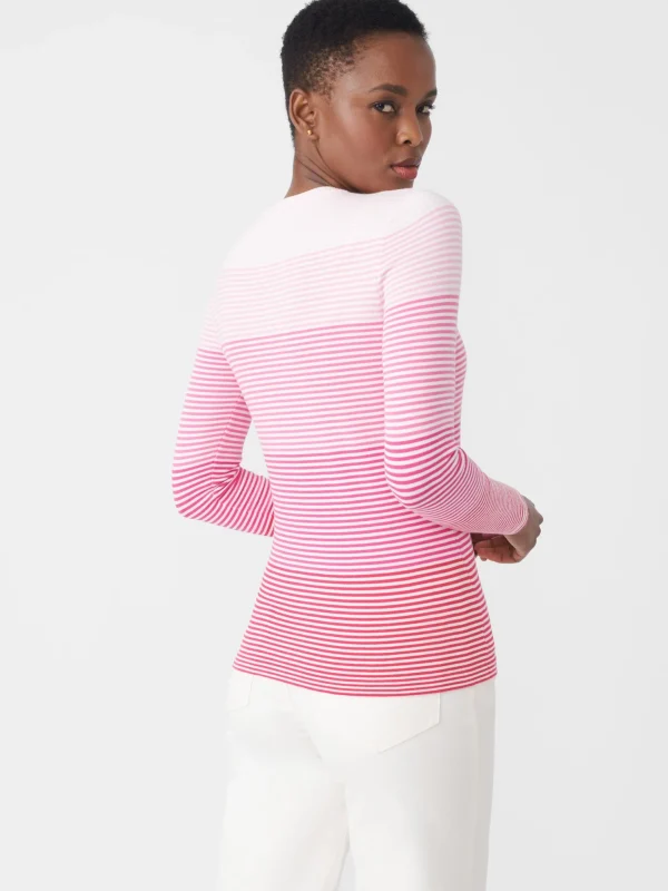 Store J. McLaughlin Poet Sweater In Stripe Pink/White