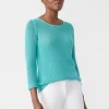 Fashion J. McLaughlin Raelyn Linen Blend Sweater Turquoise