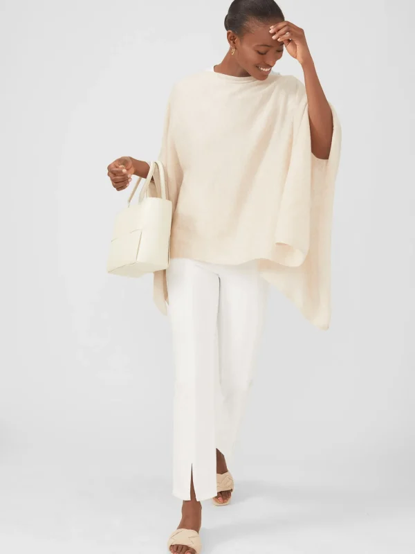 Store J. McLaughlin Rale Cashmere Poncho Light Heather Oatmeal