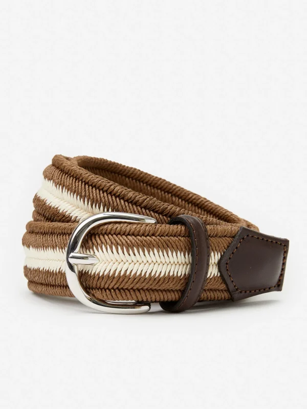 Shop J. McLaughlin Ray Belt In Stripe Brown/Off White