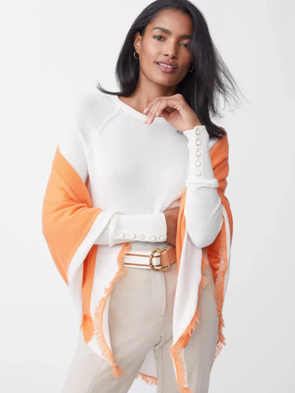 Best J. McLaughlin Rochelle Cashmere Wrap Light Orange/Chalk White