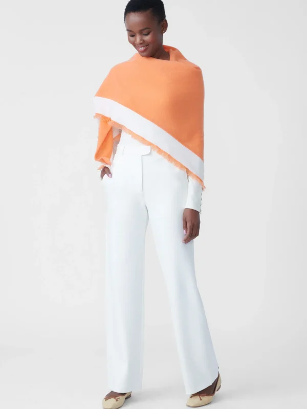 Best J. McLaughlin Rochelle Cashmere Wrap Light Orange/Chalk White