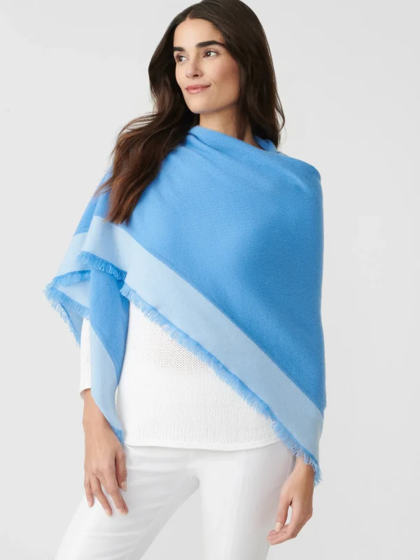 Hot J. McLaughlin Rochelle Cashmere Wrap Marine/Light Blue