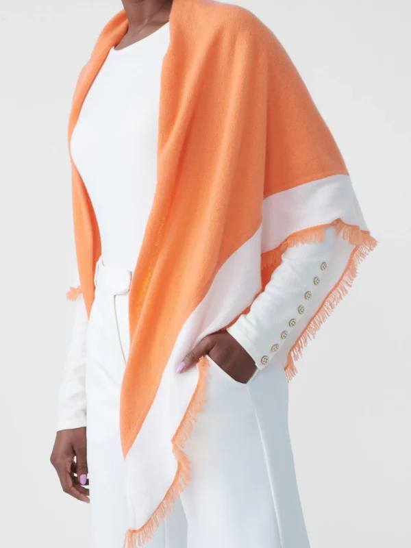 Best J. McLaughlin Rochelle Cashmere Wrap Light Orange/Chalk White