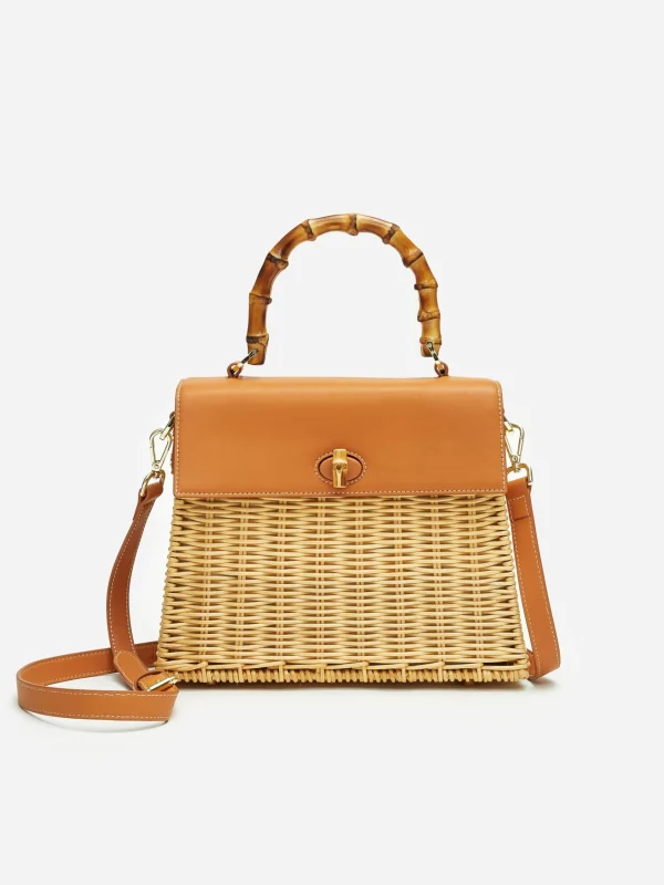 New J. McLaughlin Royalton Wicker Handbag Natural