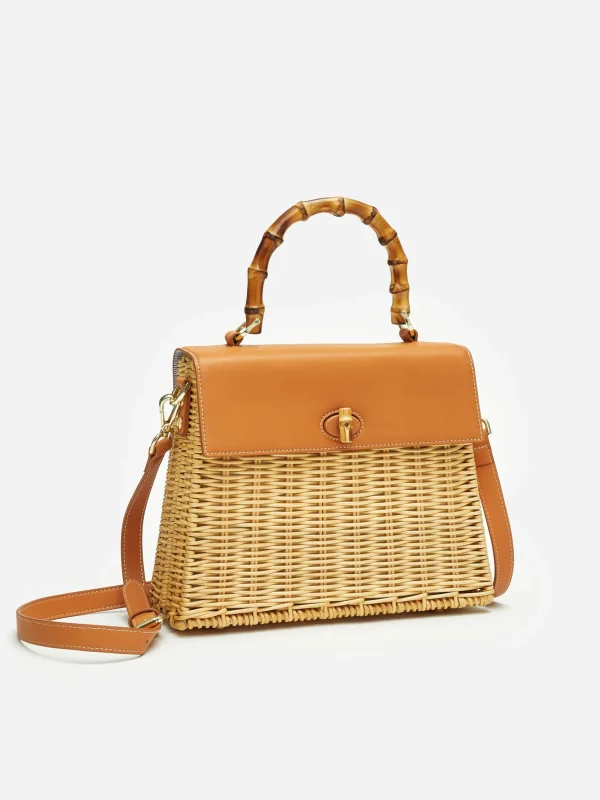 New J. McLaughlin Royalton Wicker Handbag Natural