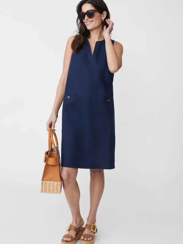 Hot J. McLaughlin Rue Linen Dress Navy