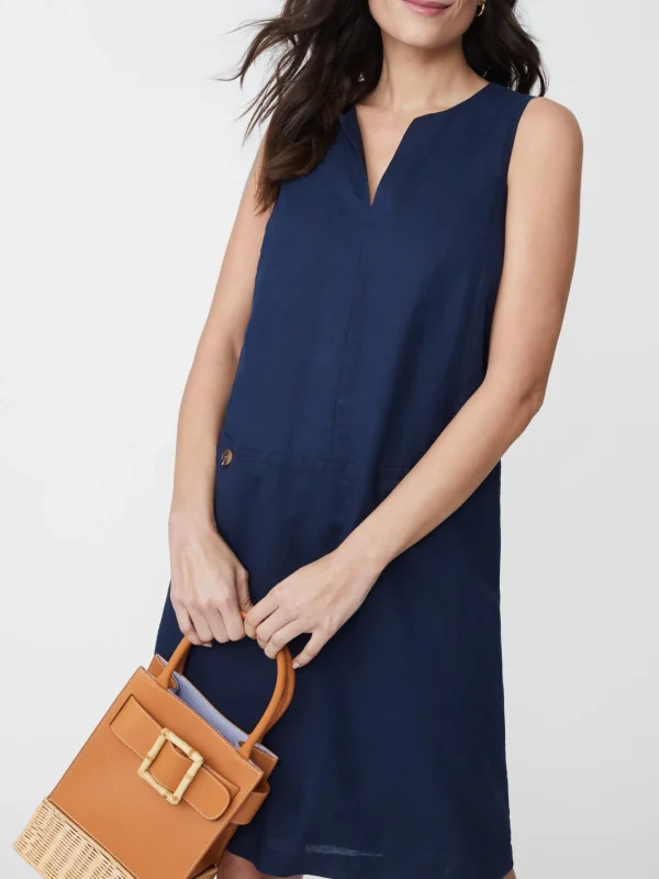 Hot J. McLaughlin Rue Linen Dress Navy