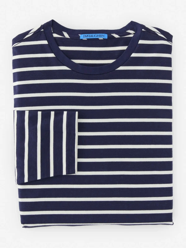 Hot J. McLaughlin Ryan Pima Cotton Tee In Weston Navy/Off White