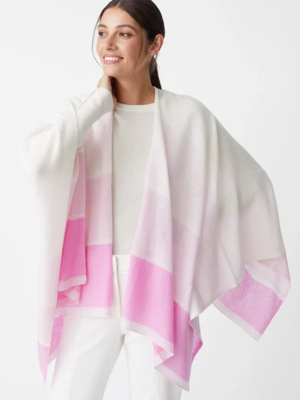 Clearance J. McLaughlin Sadie Cashmere Wrap In Block Stripe Off White/Pink