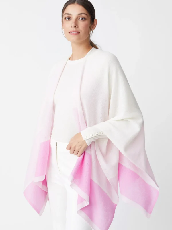 Clearance J. McLaughlin Sadie Cashmere Wrap In Block Stripe Off White/Pink