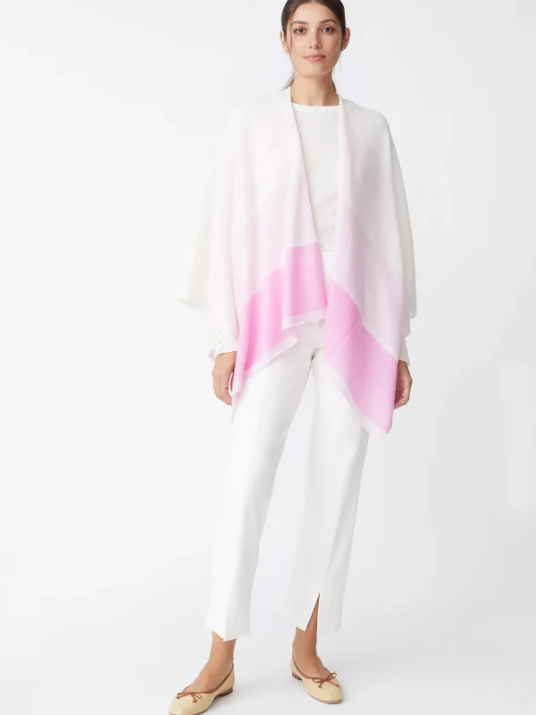 Clearance J. McLaughlin Sadie Cashmere Wrap In Block Stripe Off White/Pink