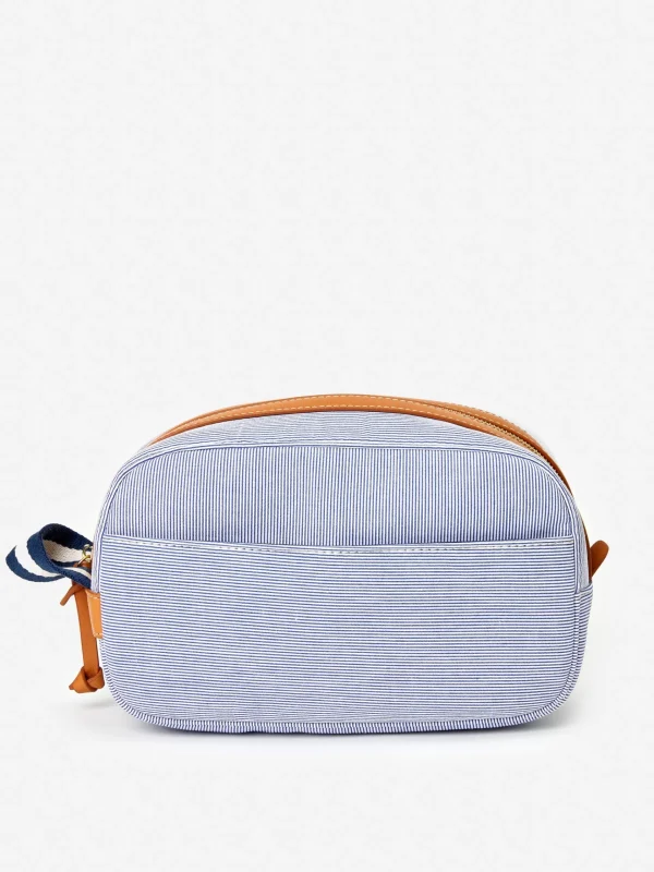 Clearance J. McLaughlin Shawn Seersucker Dopp Kit In Stripe Navy/White