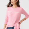 New J. McLaughlin Shield Cashmere Sweater In Palm Beach Pink/White