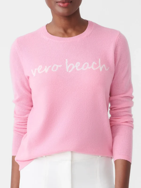 Store J. McLaughlin Shield Cashmere Sweater In Vero Beach Pink/White