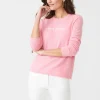 Store J. McLaughlin Shield Cashmere Sweater In Naples Pink/White