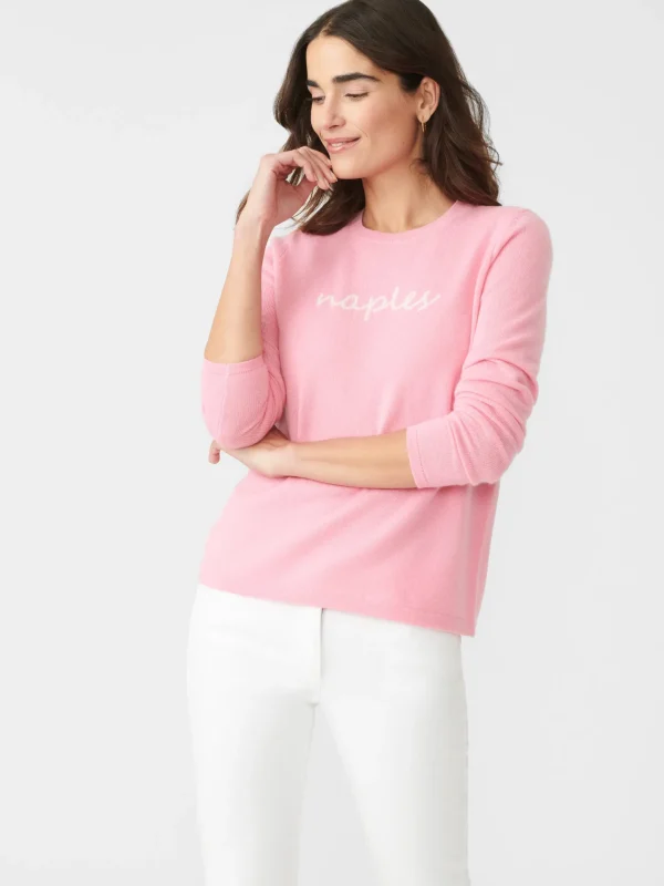 Store J. McLaughlin Shield Cashmere Sweater In Naples Pink/White