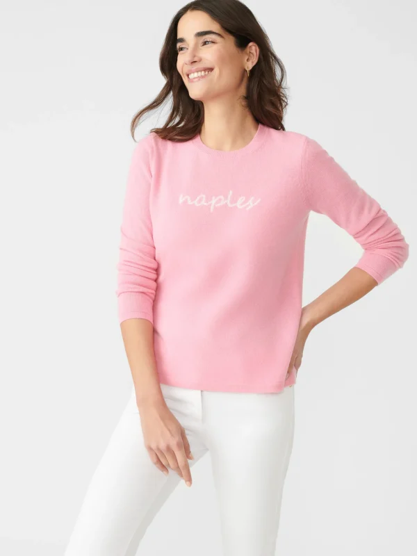 Store J. McLaughlin Shield Cashmere Sweater In Naples Pink/White