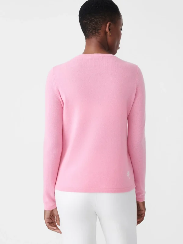 Cheap J. McLaughlin Shield Cashmere Sweater In Boca Grande Pink/White