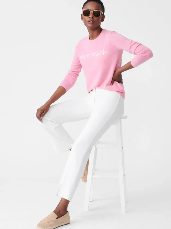 Store J. McLaughlin Shield Cashmere Sweater In Vero Beach Pink/White