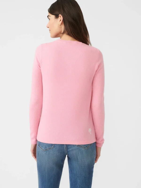 Store J. McLaughlin Shield Cashmere Sweater In Naples Pink/White