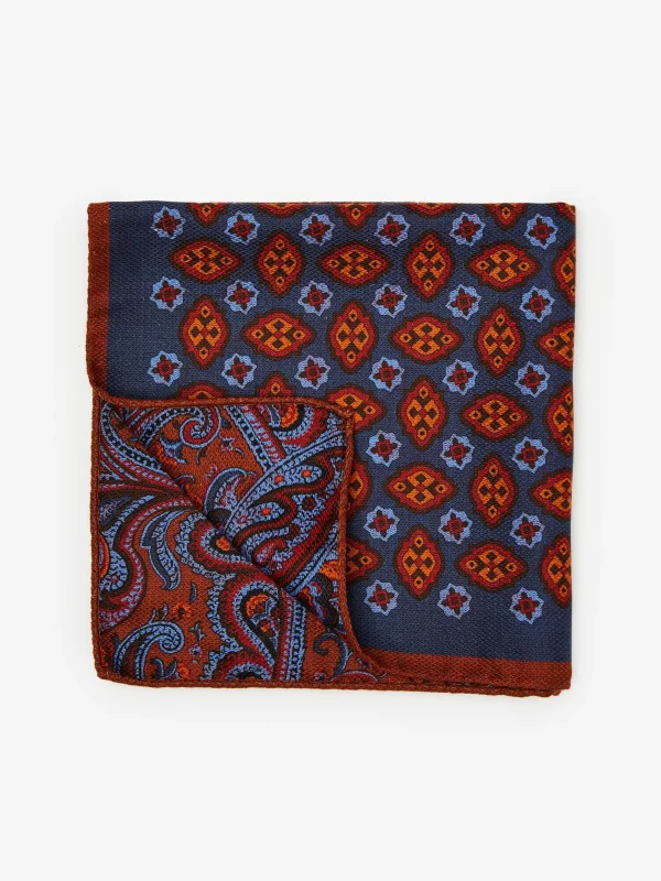 Best Sale J. McLaughlin Silk Pocket Square In Foulard Navy