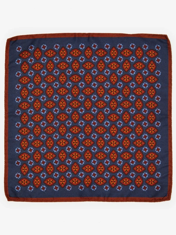 Best Sale J. McLaughlin Silk Pocket Square In Foulard Navy