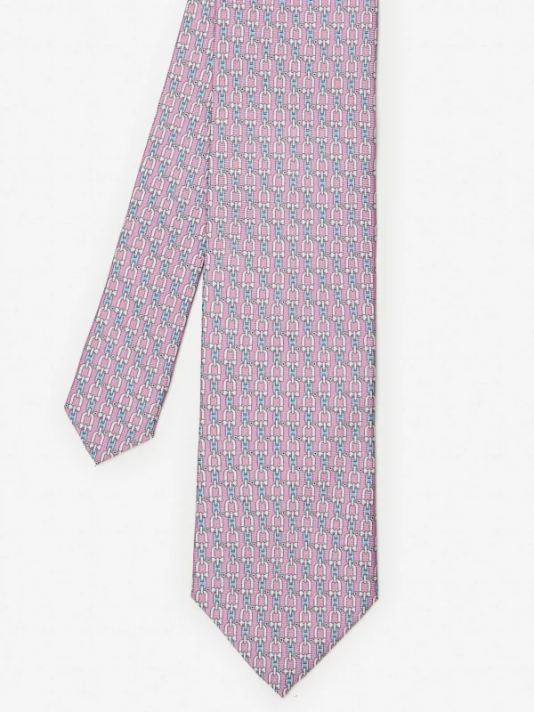 Shop J. McLaughlin Silk Tie In Linked Chain Light Pink/Multi