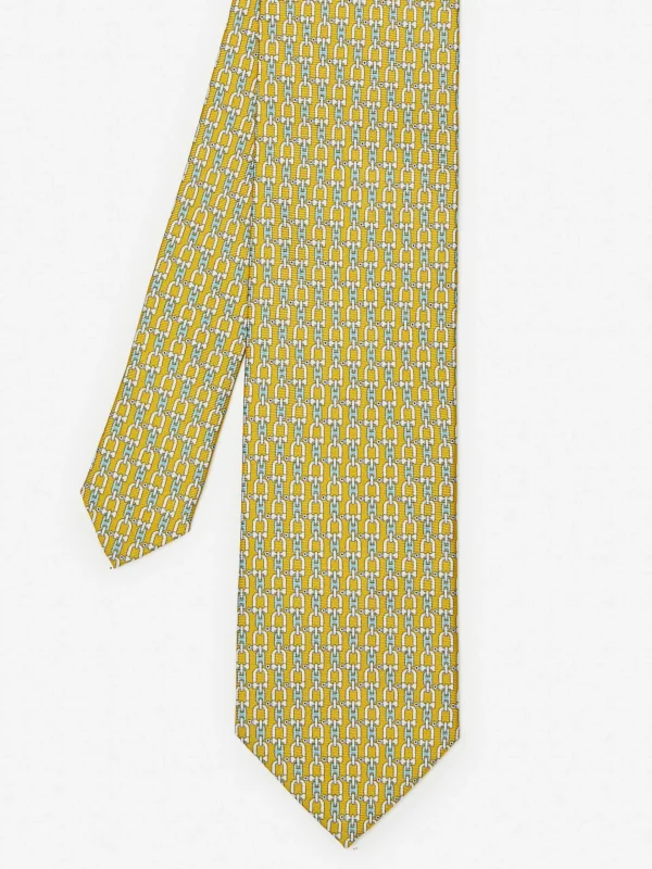 Outlet J. McLaughlin Silk Tie In Linked Chain Yellow/White