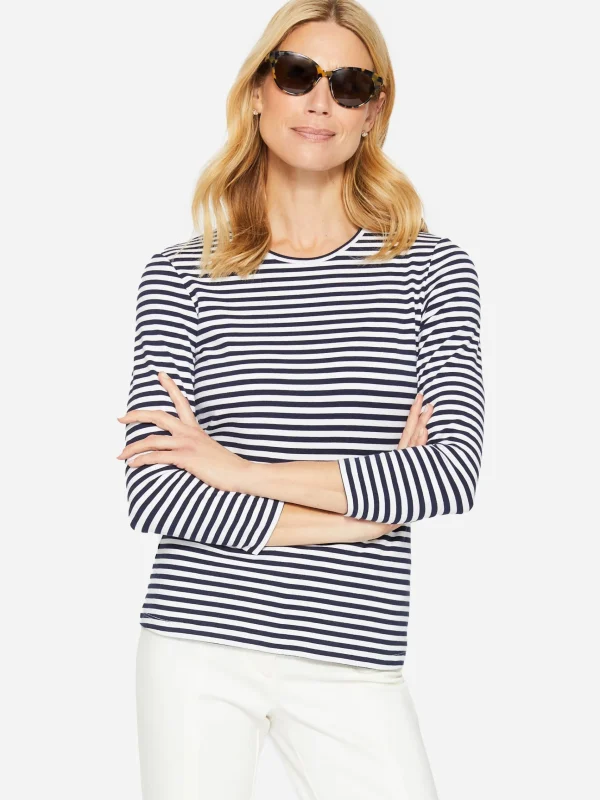 Online J. McLaughlin Sinclair Tee In Stripe White/Navy