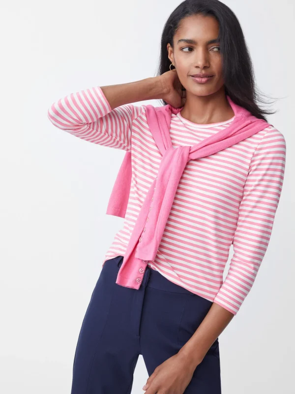 Flash Sale J. McLaughlin Sinclair Tee In Stripe Mid Pink/White