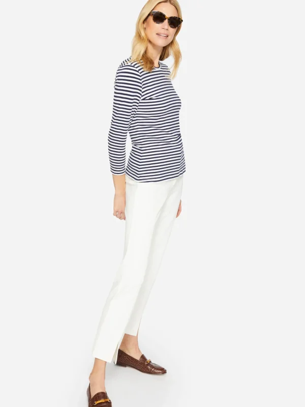 Online J. McLaughlin Sinclair Tee In Stripe White/Navy