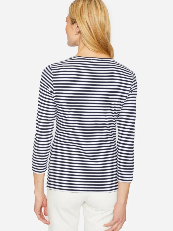 Online J. McLaughlin Sinclair Tee In Stripe White/Navy