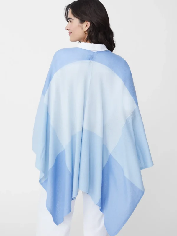 Cheap J. McLaughlin Skyler Cashmere Poncho In Colorblock Blue