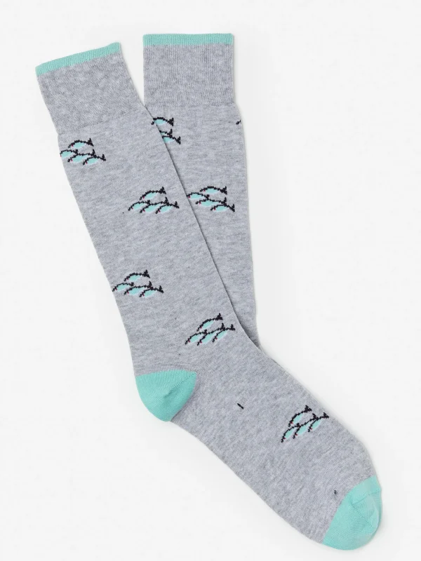 New J. McLaughlin Socks In School Of Fish Heather Gray/Blue