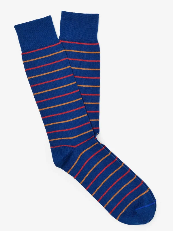 Best Sale J. McLaughlin Socks In Stripe Royal Blue/Red/Gold