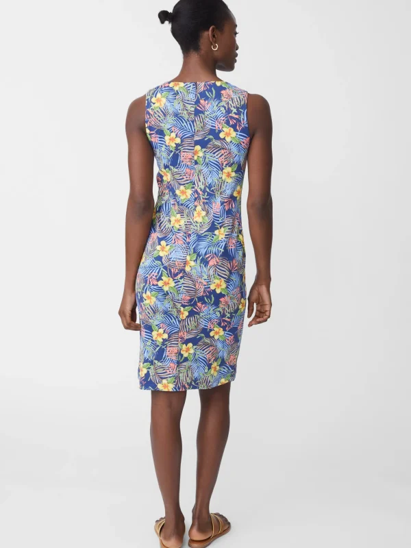 New J. McLaughlin Sophia Sleeveless Dress In Bay Breeze Navy/Multi