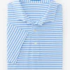 Clearance J. McLaughlin Springer Performance Polo In Bengal Stripe White/Periwinkle