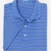 Clearance J. McLaughlin Springer Performance Polo In Murphy Stripe Blue/Light Blue/White